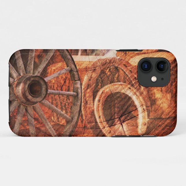 Rustic Wagon Wheel Horseshoes Western Style Case-Mate iPhone Case (Back (Horizontal))