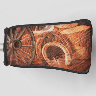 Rustic Wagon Wheel Horseshoes Western Style Golf Head Cover