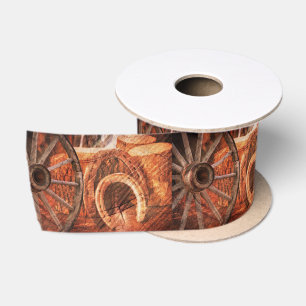 Rustic Wagon Wheel Horseshoes Western Style Satin Ribbon