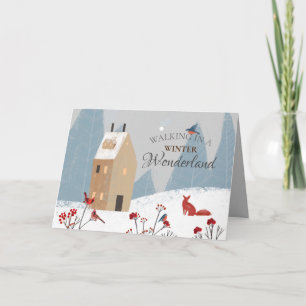 Rustic Walking In A Winter Wonderland  Card