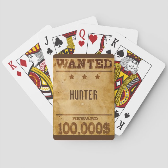 Rustic Wanted $100000 Personalized  Playing Cards (Back)