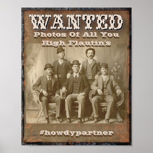 Rustic Wanted Poster - Hashtag and Social Media (Front)
