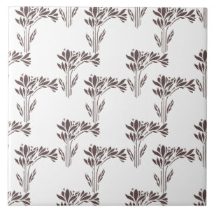 Rustic Warm Brown Stylized Botanica Tile