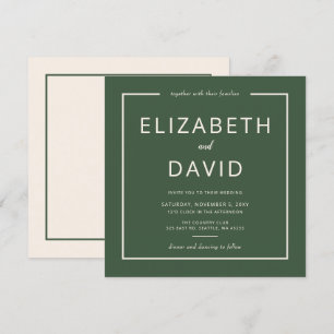 Rustic Warm Green Modern Minimalist Wedding Invitation