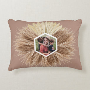 Rustic Warm Neutral Colours Custom Photos Accent Pillow