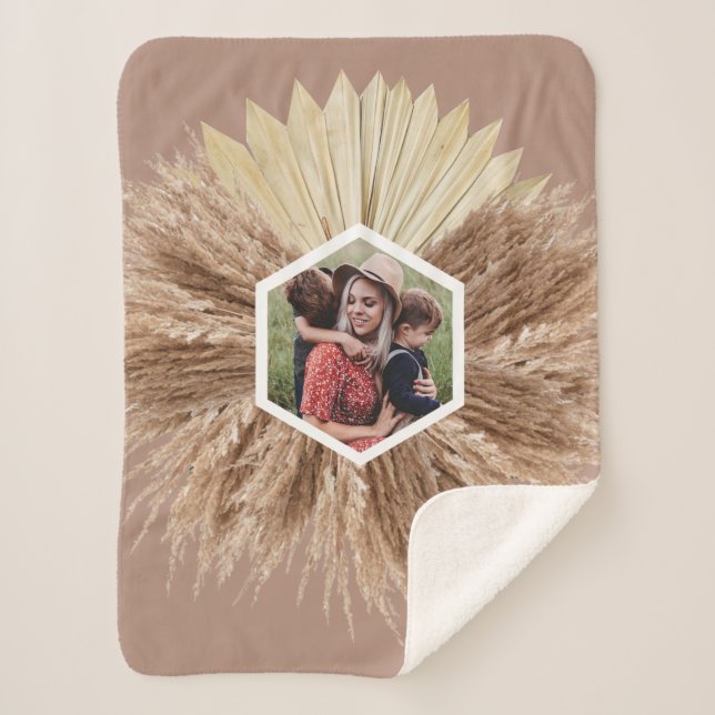 Rustic Warm Neutral Colours Custom Photos Sherpa Blanket (Front)