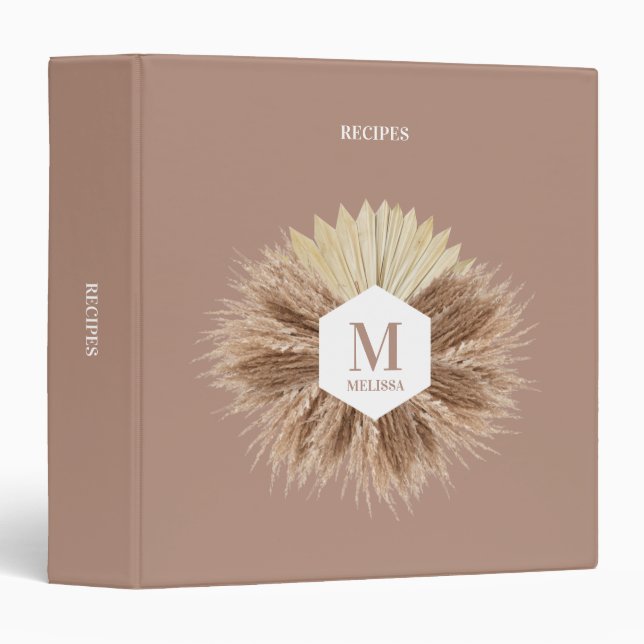 Rustic Warm Neutral Colours Monogram  Binder (Front/Spine)