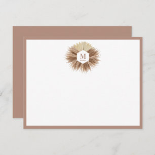 Rustic Warm Neutral Colours Monogram  Card