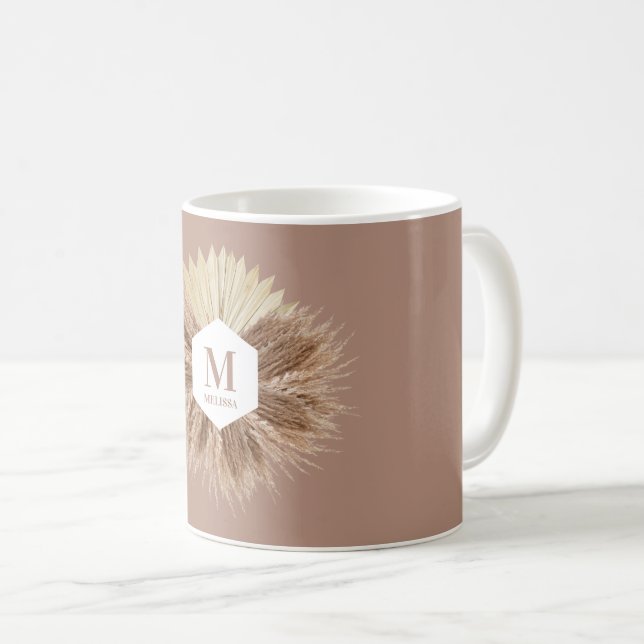 Rustic Warm Neutral Colours Monogram  Coffee Mug (Front Right)