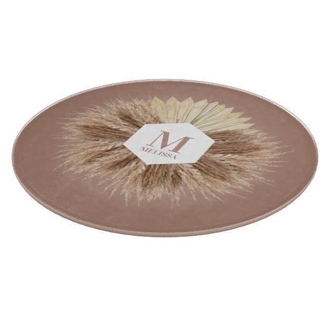 Rustic Warm Neutral Colours Monogram  Cutting Board (Corner)