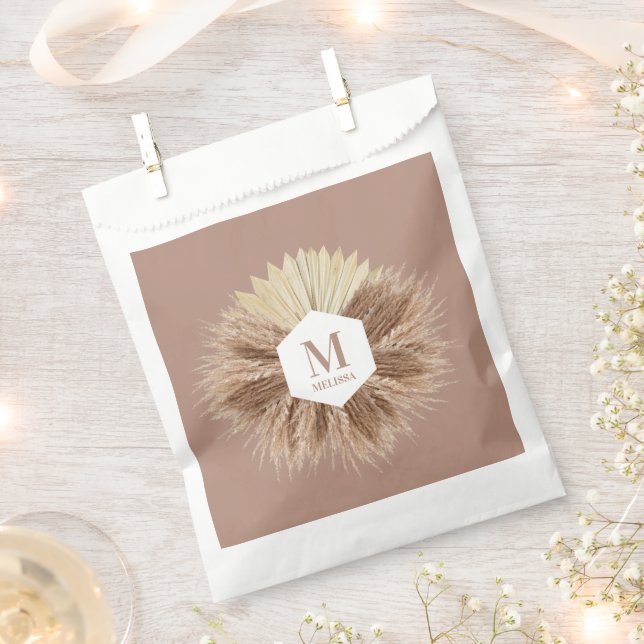 Rustic Warm Neutral Colours Monogram  Favour Bag (Clipped)