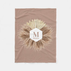 Rustic Warm Neutral Colours Monogram  Fleece Blanket