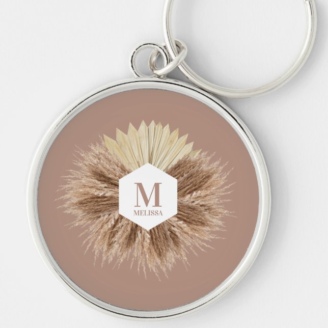 Rustic Warm Neutral Colours Monogram  Keychain (Front)