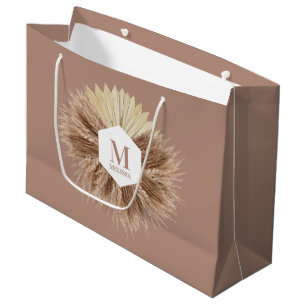 Rustic Warm Neutral Colours Monogram  Large Gift Bag