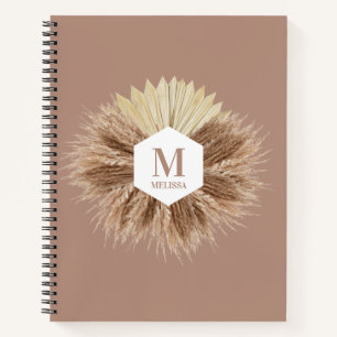 Rustic Warm Neutral Colours Monogram Notebook