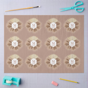 Rustic Warm Neutral Colours Monogram Tissue Paper