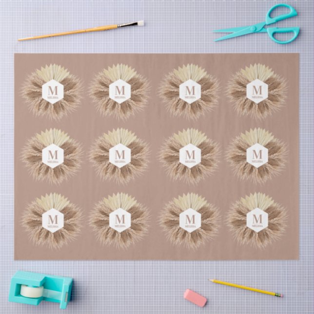 Rustic Warm Neutral Colours Monogram  Tissue Paper (Craft)