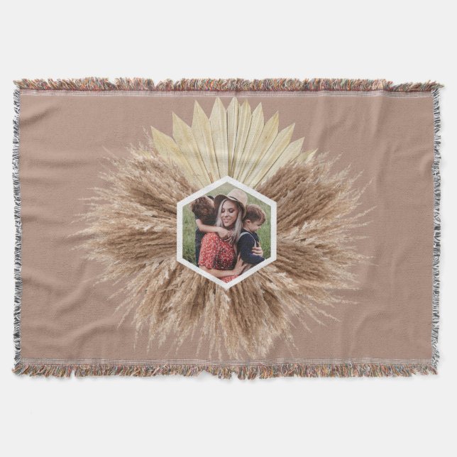 Rustic Warm Neutral Colours Photo Design Throw Blanket (Front)