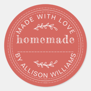 Rustic Warm Red Homemade Baked Goods Classic Round Sticker
