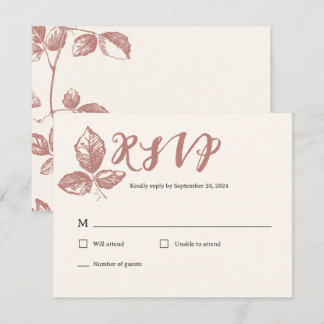 Rustic Warm Rose Whimsical Floral Wedding RSVP Card