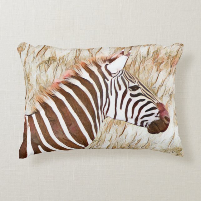 Rustic Watercolor Animal Zebra Accent Pillow (Front)
