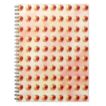 Rustic Watercolor Apple Pattern Spiral Notebook