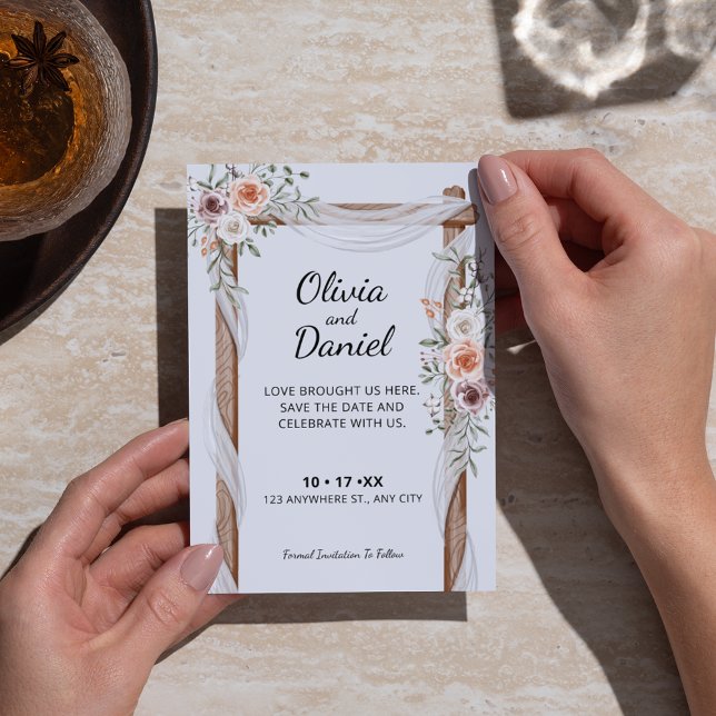 Rustic Watercolor Arch Boho Wedding Save The Date (Creator Uploaded)