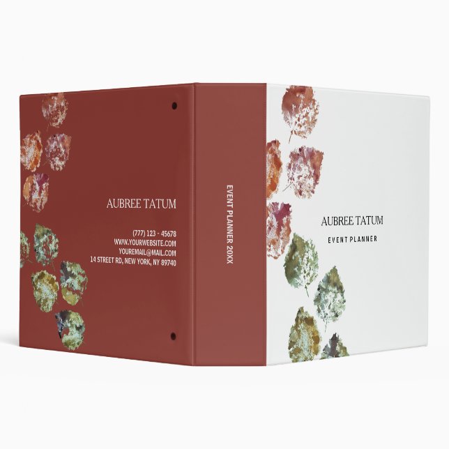 Rustic Watercolor Art Falling Leaves Autumn Binder (Background)