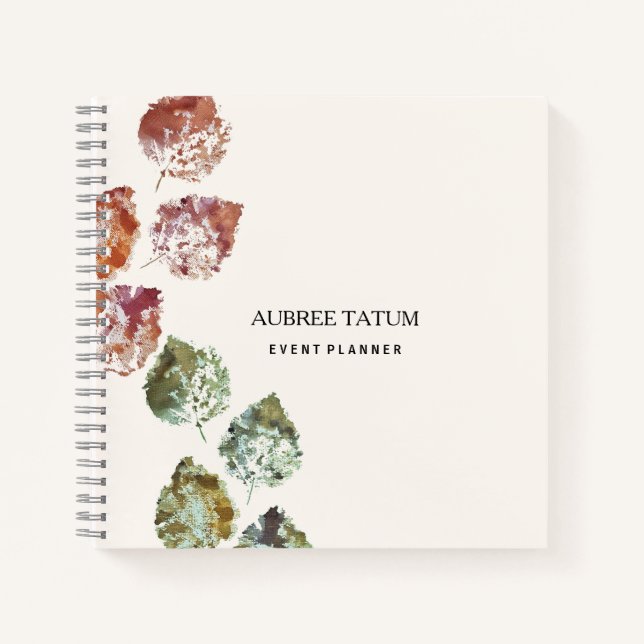 Rustic Watercolor Art Falling Leaves Autumn Notebook (Front)