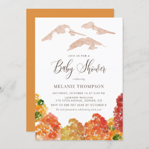 Rustic Watercolor Autumn Forest Fall Baby Shower Invitation
