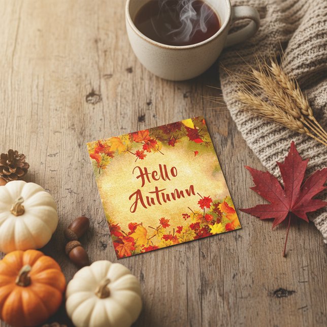 Rustic Watercolor Autumn Leaves Hello Autumn (Creator Uploaded)