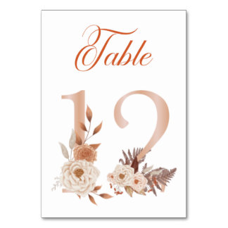 Rustic Watercolor Autumn Wedding Table Number 12