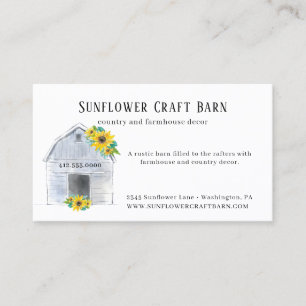Rustic Watercolor Barn and Sunflowers Country  Business Card