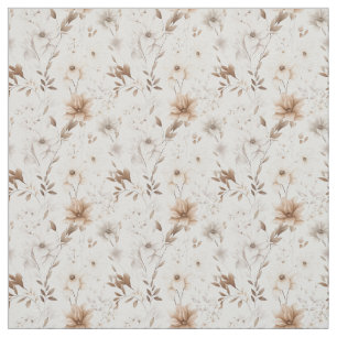 Rustic Watercolor Beige Bloom Elegance Fabric
