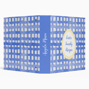 Rustic watercolor blue gingham pattern binder