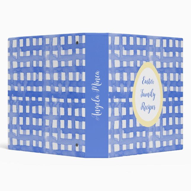 Rustic watercolor blue gingham pattern binder (Background)