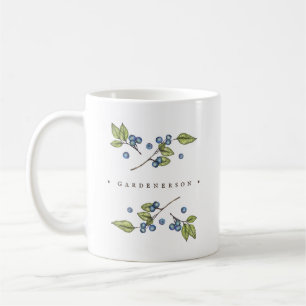 Rustic Watercolor Blueberries Custom Coffee Mug