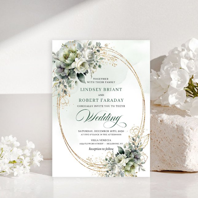 Rustic Watercolor Botanical Wedding Invite (Rustic Watercolor Botanical Wedding Invite)