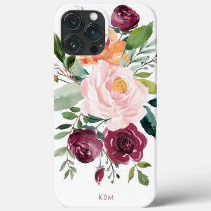 Rustic Watercolor Botanical with Monogram iPhone 13 Pro Max Case