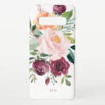 Rustic Watercolor Botanical with Monogram Samsung Galaxy Case<br><div class="desc">Beautifully feminine with rustic charm, this botanical design features a bouquet of watercolor roses, mixed flowers and greenery in a trendy colour scheme of burgundy, pink and russet orange with trailing greenery. A text template is included to personalize this design with your desired monogram initials, name or other desired text...</div>