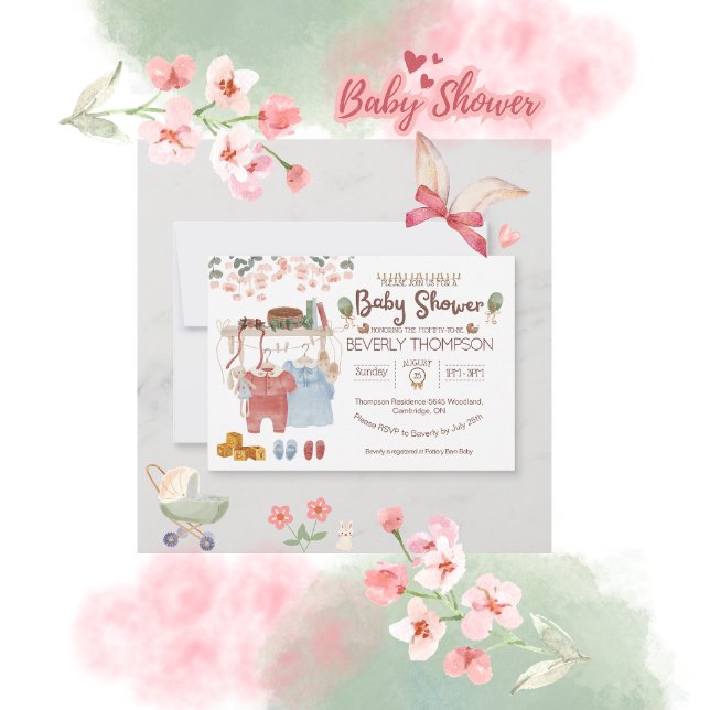Rustic Watercolor boy girl baby shower Invitation (Creator Uploaded)
