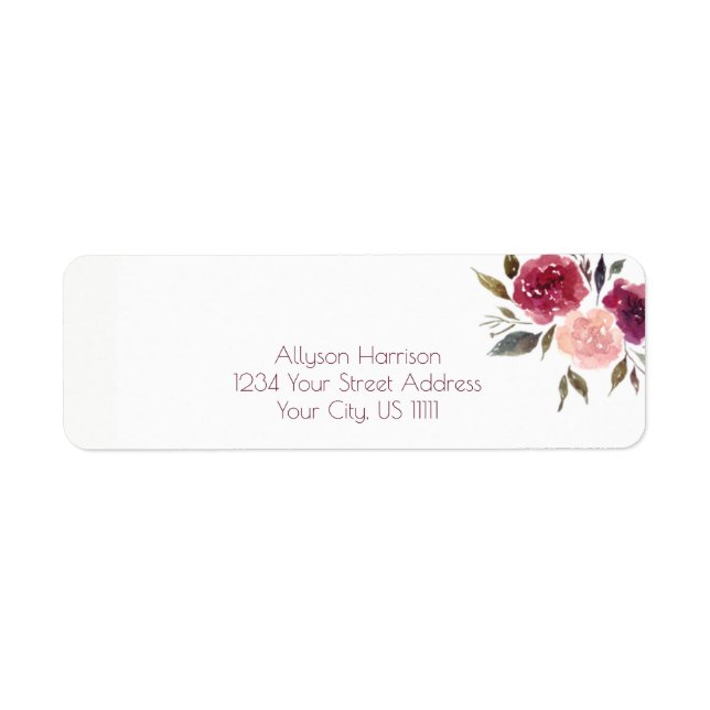 Rustic Watercolor Burgundy Pink Marsala Florals | (Front)
