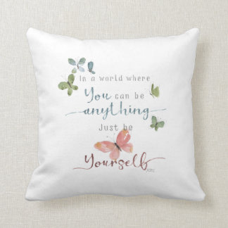 Rustic Watercolor Butterflies Quote Throw Pillow