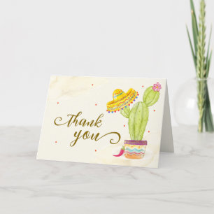 Rustic Watercolor Cactus Taco 'Bout A Baby Shower  Thank You Card