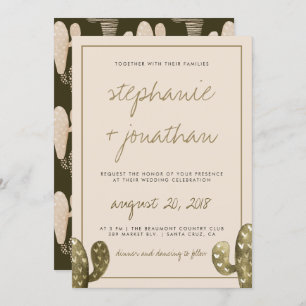 Rustic Watercolor Cactus Wedding Invitation