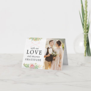 Rustic Watercolor Cactus Wedding Thank You 4-Photo Card