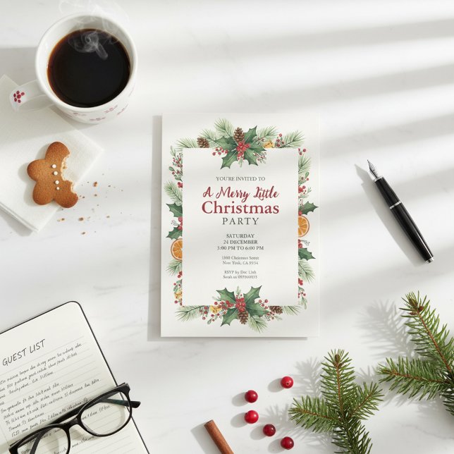 Rustic Watercolor Christmas Invitation (Rustic Watercolor Christmas Invitation)