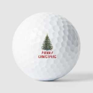 Rustic Watercolor Christmas Tree Xmas Holidays Golf Balls