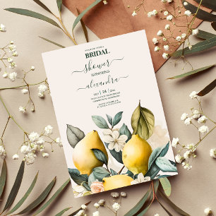 Rustic Watercolor Citrus Bridal Invitation