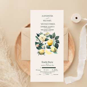 Rustic Watercolor Citrus Wedding  All In One Invit All In One Invitation